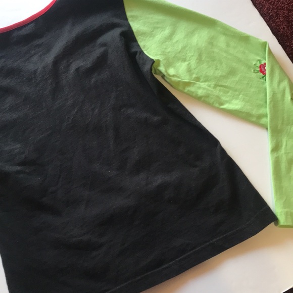 Vintage Y2K Long Sleeve Top Floral Embroidery 2000‘s Neon Green Black Floral Hot - Picture 11 of 13